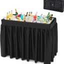 Party Outdoor Cooler Table, Black Skirt &Drain Hose Plastic Chill Table to Keep Drinks Cool, Portable Foldable Self-Serving Beverage Ice Cooler Bar for Wedding, Picnics, Barbecues, Fishing