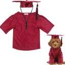 GraduatePro Dog Graduation Cap and Gown Costume Set - Adjustable Knit Fabric with Gold Tassel, 4 Sizes (S/M/L/XL) for Small Dogs & Cats to Medium Dogs, Washable Formal Pet Graduation Attire (Maroon)