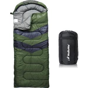 MalloMe Sleeping Bags for Adults Cold Weather & Warm - Backpacking Camping Sleeping Bag for Kids 10-12, Girls, Boys - Lightweight Compact Camping Essentials Gear Accessories Hiking Sleep Must Haves (0-45F XL Winter - Green)