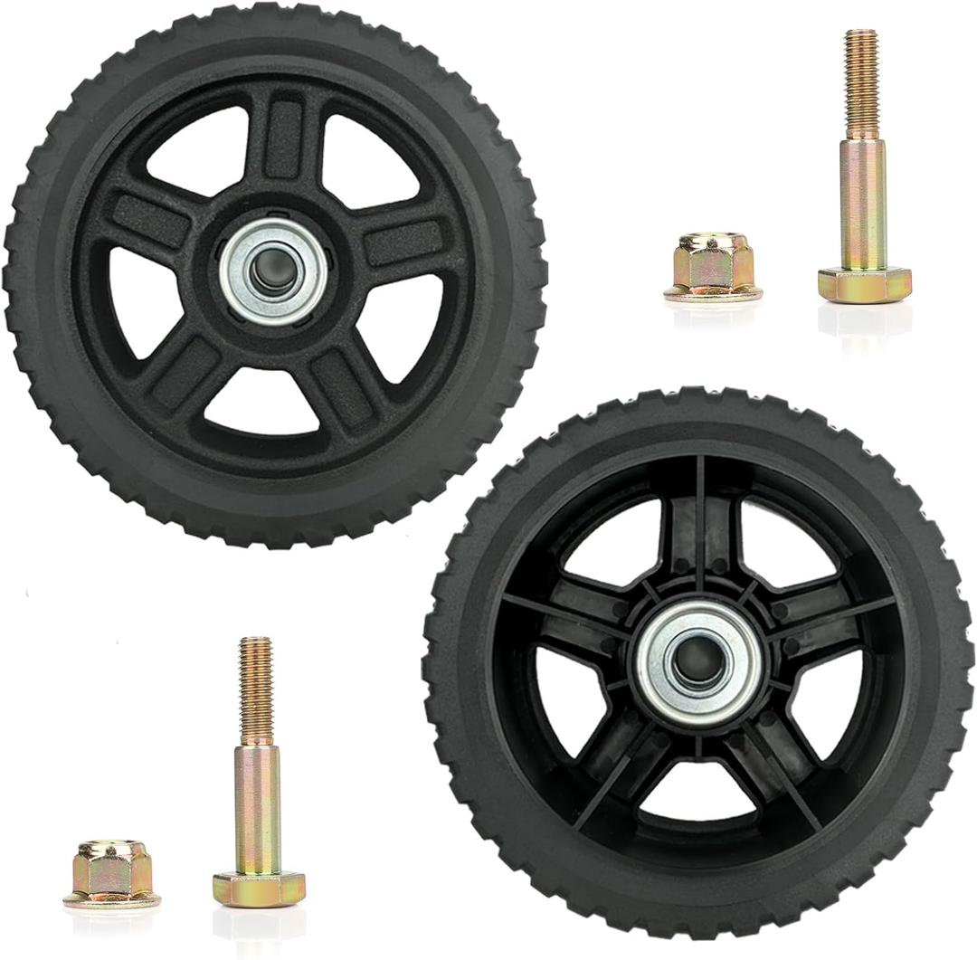 6" Lawn Mower Wheel 2 pack Wheels kits with Bolts & Nuts - Set of 2 Push Mower Plastic Wheels Fits Craftsman Mower Generator Garden Tiller Most Standard Lawn Mowers