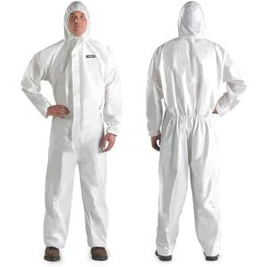 YIBER Hazmat Suit Disposable Coverall | Heavy Duty Full Body Paint Coverall & Suit in 7 Sizes - Large, White, 1