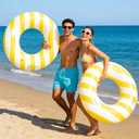 2PCS 37" Inflatable Pool Floats for Adult Striped Swim Ring Pool Floaties Inflatable Swimming Pool Raft Party Water Summer Beach Lounger Float Party Supplies