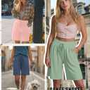 Neer 3 Pack Bermuda Shorts for Women Wide Leg High Waisted Drawstring Gym Lightweight Baggy Shorts with Pockets (XL)