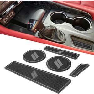 Cup Holder Inserts for Dodge Durango Accessories 2021 2022 2023 2024 2025 2026 Center Console Mat Custom Fit Silicone Cup Liners Pads Interior Decoration (5pcs/Set, Gray)