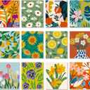 Engrowtic 12 Pcs 8 x 10'' Green Plants Flower Pre Drawn Canvas to Paint Pre Printed Sketched Canvas for Adult Ladies Paint Art Party Favor Board Set for Valentine Craft(Illustration Style)