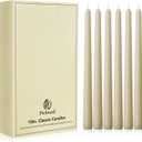 New Burning Formula Unscented Dripless 10-Inch Taper Candles Set of 12 - Ivory, for Wedding, Dinner - Smokeless, Long Burning - Hand Poured, Colored Tall Candlesticks - Marfil