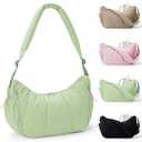 Wandering Nature Puffer Tote Bag for Women Fits 32oz Tumbler & 12" Tablet, Quilted Crossbody Hobo Bag for Work, Travel, Gym (Green)