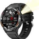 Denash Smart Watch with 1.53 Inch Touchscreen, Call Fitness Tracker Watch with Compass, LED Light for Outdoor Sports, and Full Screen Touch, 360x360 Resolution (Black)