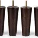 La Vane 4 inch Solid Wood Furniture Legs (10cm)  Walnut Finish Tapered Replacement Feet with 5/16 inch Thread & Mounting Plates  Set of 4 for Sofa, Couch, Cabinet, Ottoman