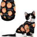 Pet Puppy Dog Halloween Sweater Cat Pumpkin Knitwear Clothes Costume with Cute Boo Pattern Halloween Sweater Coat for Kittens Small Dogs Cats M