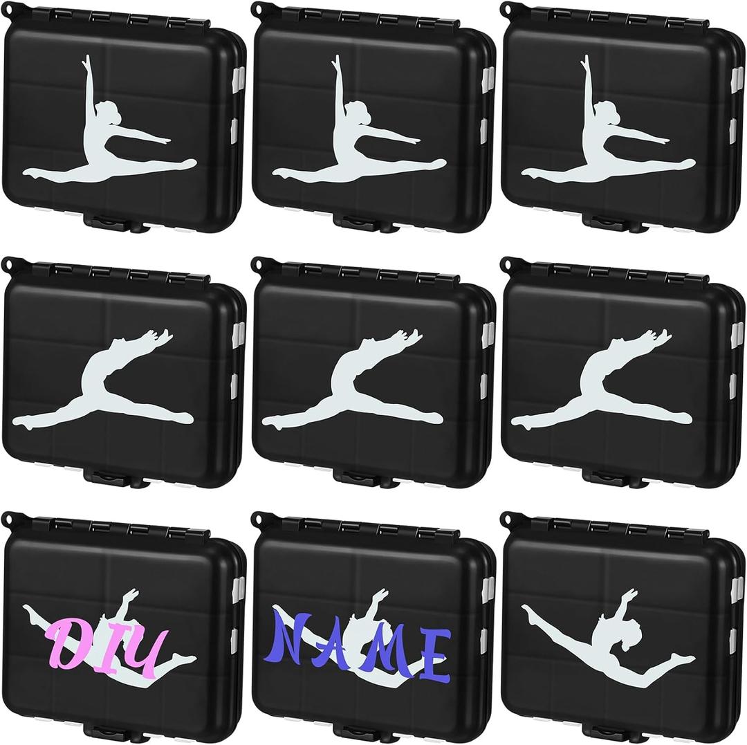 12 Pcs Dance Team Gifts for Girls Bobby Pin Case Mini Hair Tie Clip Storage Box Portable Ballet Cheerleading Travel Accessories for Women Dance Lover Team
