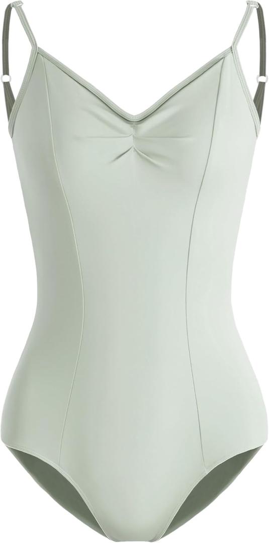 HROYL Women's Classic V-neck Dance Camisole Leotard with Adjustable Straps for Ballet Gymnastics,3S-C11 (Medium)