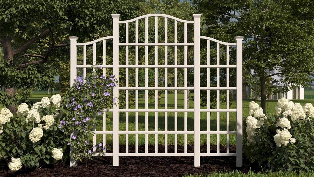 Vita Regency Vinyl Trellis 107" L x 95" H White Privacy Screen for Climbing Plants & Vines, BPA & Phthalate-Free PVC, Durable Outdoor Lattice, Easy Installation, Garden Décor