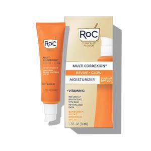 RoC Multi Correxion Revive + Glow, Moisturizer, 10% Active Vitamin C Serum for Face, Daily Anti-Aging Wrinkle & Skin Tone Skin Care Treatment, Brightening Serum for Dark Spots, Sunscreen SPF 30, 1.7 OZ