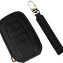 Key Fob Cover for Toyota Tundra Accessories 2022 2023 2024 2025, for Tacoma 2024 2025 Leather Key Cover, for Camry 2025 Key Protector Case, Key Fob Case (Black Leather Black Stitches, 1pc)