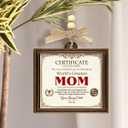 8 x Wooden Ornament for Mom, Birthday Gifts for Mom from Son and Daughter, Meaningful Certificate Keepsake for Mommy Nana, Wooden Ornament for Hanging Decor