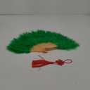 Huralona 1920s Vintage Style Folding Handheld Flapper Feather Hand Fan (Green)