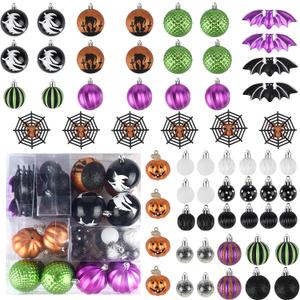 62Pcs Halloween Hanging Ball Ornaments, Ornaments Tree Decorations, Shatterproof Plastic Balls for Cute Holiday Party Indoor Home Decor (62Pack)