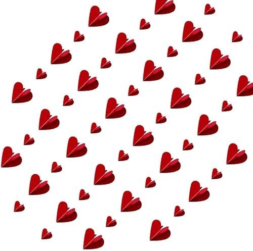 Valentines Garland Hanging String Hearts NO DIY - 6 PCS 3D Red Heart Paper Garland Hearts, Valentines Garland Party Decor, Valentines Garland Decorations (red), 4 Pack
