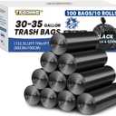 30-35 Gallon TrashBags Heavy Duty 1.5 Mil - 31" x 39" 100 Count Large Black Garbage Bags 30+ Gallon Strong Plastic TrashCan Liners for Home Kitchen Commercial Lawn and Leaf