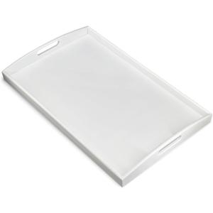 Bam & Boo White Bamboo Serving Tray Extra Large with Handles for Food, Drinks, Storage, Decor, Vanity, Breakfast, Parties, Weddings, Picnics(23.6 x 15 x 2.35, White)