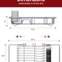 Sakugi Dish Drying Rack in Sink - Expandable Stainless Steel Dish Rack Over the Sink, Kitchen Sink Drain Strainer with Cutlery Holder & Cup Holders, 15.4 x 9.8 x 3.0 Inch, Silver