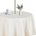 LUSHVIDA Round Outdoor Tablecloth with Umbrella Hole and Zipper, 60 Inch Beige, Washable Waterproof Table Cloth Spill Proof Wrinkle Free Table Cover for Patio Spring Summer Picnic BBQS