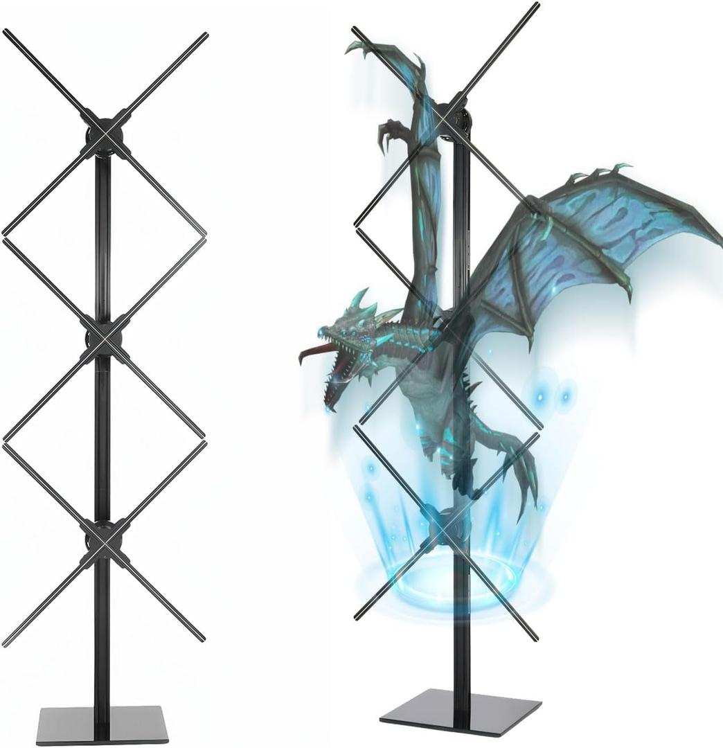 Missyou 3D Hologram Fan Stand for Exhibition Display - Vertical 3-Unit Splicing Bracket Fits 56/65/70cm Projectors - Heavy Duty Metal Wall Structure - Tech Gift for Festivals (Fans Not Included)