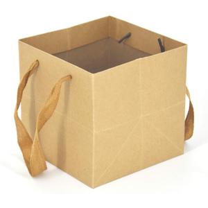 HUAPRINT Brown Paper Gift Bags with Handles - 24 Pack, 6x6x6 inch Heavy Duty Shopping Bags for Wedding Party Retail Business