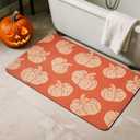 Halloween Bath Mat, Thin Halloween Bathroom Rug Non-Slip Quick Dry Pumpkin Bath Mat Fits Under Door Thin Floor Mat Fall Halloween Decor, 17x30, Pumpkins Orange (24"x36")