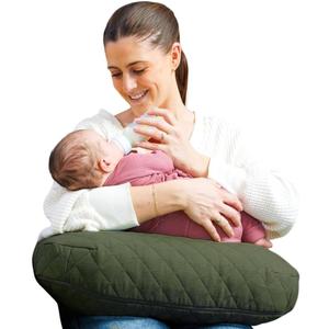 Boppy Nursing Pillow - Firm, Ergonomic U-Shaped Bottle and Breastfeeding Pillow with High Lift for Comfort and Support, Spacious Surface - Luxe - Quilted Moss
