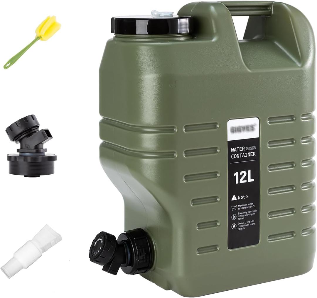3.2 Gallon Camping Water Jug with Spout, GIGYES No Leakage Food Grade Camping Water Tank with Spigot for Picnic, BBQ Supplies