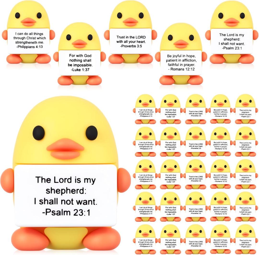 Gejoy 25 Pcs Mini Rubber Duck Toys Positive Gifts Mini Bible Ducks Decorations and Encouragement Birthday Motivational Gifts for Colleague Staff Teacher