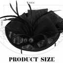 Zinniday Fascinator Tea Party Hat - 2026 Derby Pillbox Kentucky Hat for Women (7.87x5.9inch) (Black)