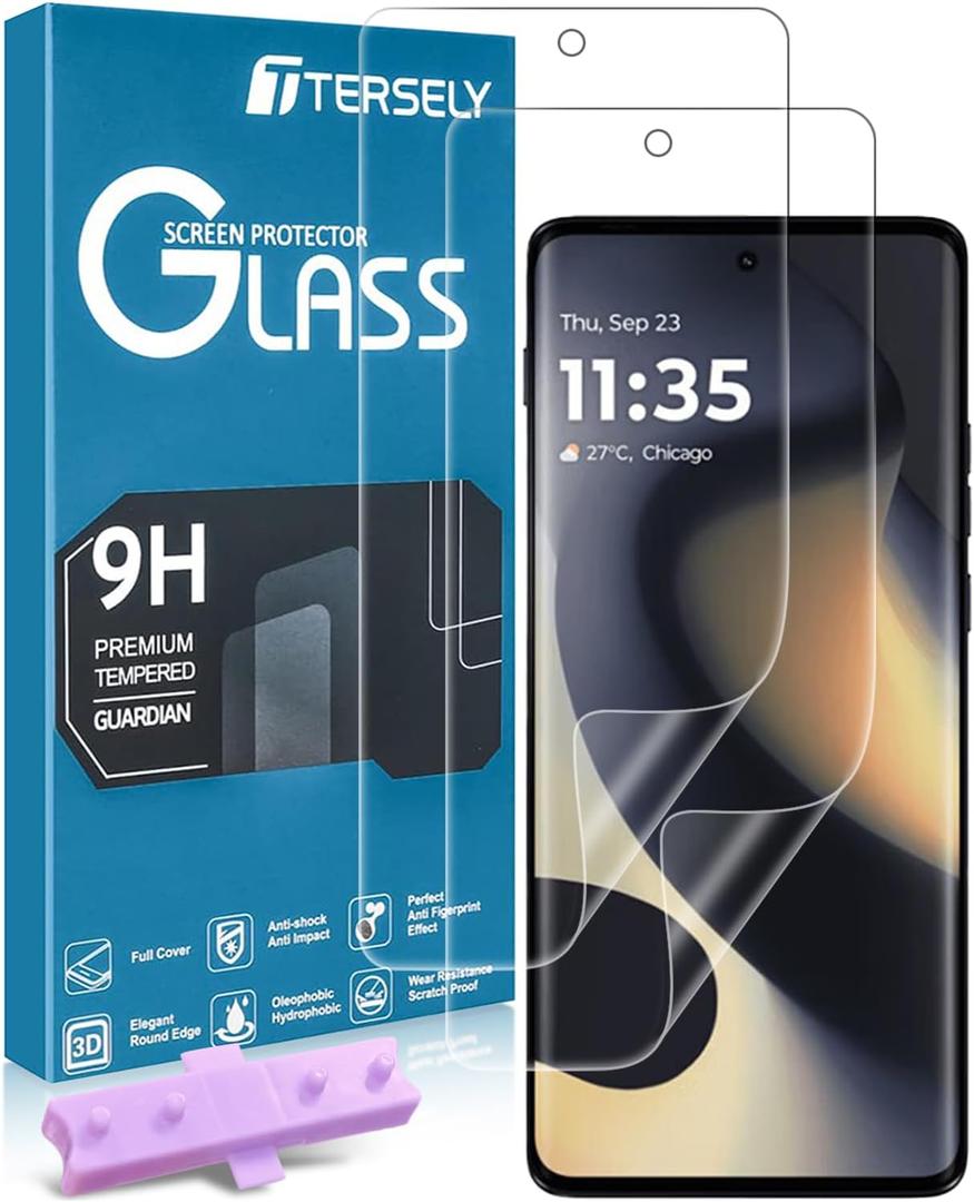 T Tersely (2 Pack for Motorola Moto Edge 2024 Screen Protector, Easy to Install, No Bubble, Anti-Shock Soft Protective TPU Film, Support Fingerprint Unlock