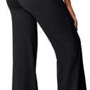 Heathyoga Butt Lifting Straight Leg Leggings with Pockets for Women Wide Leg Yoga Pants Women No Front Seam Workout Leggings (Medium, Black)