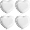 Tioncy 4 Pcs Ceramic Heart Shaped Plates 9 Inches Valentines Day Porcelain Heart Bowls Cute Dinner Dishes for Dessert Salad Appetizer Party Supplies(White)