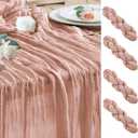 Cheesecloth Table Runner Dusty Pink 10FT Boho Gauze, 4 Pack | 120 Inch Cheese Cloth Table Runner Rustic Sheer Runners for Wedding Birthday Baby Bridal Shower Christmas Table Decor