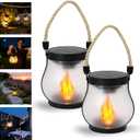 2026 New Upgrade Solar Lantern Outdoor Waterproof, Retro Dancing Flame Solar Lantern Outdoor Lights with Dual Charging, Suitable for Camping Trails Yard Terrace Porch Garden Decoration2PC