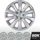 BDK KT-1038-16_amking1 Silver Hubcaps Wheel Covers for Toyota Corolla 2011-2013 (16 inch) – Four (4) Pieces Corrosion-Free & Sturdy – Full Heat & Impact Resistant Grade – Replacement, 4 Pack