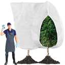 Vincreem 1 Pcs 10 x 10 ft Plant Covers Freeze Protection Extra Large Frost Cloth Plant Covers with Zipper Drawstring Winter Cold Weather Frost Blankets for Outdoor Palm Fruit Tree and Shrubs (White)