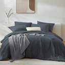 WRENSONGE Queen Comforter Set - 7 Pieces Blue Grey Bed in a Bag Queen with Sheets, 2 Pillow Shams, and 2 Pillowcases- Warm Bedding Sets Queen for All Season