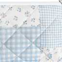 Cotton Quilted Floral Coin Purse Digital Camera Pouch with Cute Prints Zipper for Women Girls (BLUE PATCH)