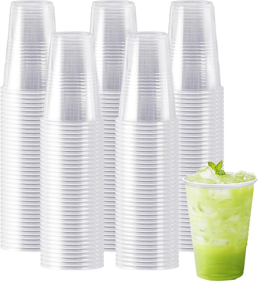 SIUQ 300 Pack 16 oz Clear Plastic Cups, 16 Ounce Disposable Cold Drinking Cups for Party, Picnic, Wedding, BBQ, Travel, Christmas, Halloween, Events