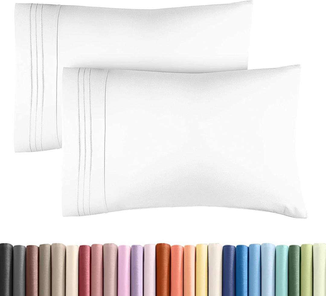 Queen Pillow Cases Set of 2 - Hotel Quality Queen Pillowcase Covers - Ultra-Soft, Comfortable, Cozy Bedding for Women, Men, Kids & Teens - Wrinkle Free & Machine Washable - White (No Pillows Included) (01- White)