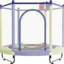 VGMiu 60" Trampoline for Kids, 5 FT Indoor & Outdoor Toddler Baby Trampoline with Basketball Hoop, Safety Enclosure, Birthday Gifts for Kids, Gifts for Boy and Girl, Age 3-8