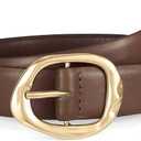 WHIPPY Leather Belt for Women Casual Waist Belt with Gold Buckle Fashion Ladies Belt for Jeans Pants Dress, Coffee Gold, XL