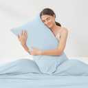 Cozy Bliss Cooling Pillow Cases for Hot Sleepers, Q-Max>0.4, Queen Size Set of 2, Pillowcases for Hair and Skin, Soft & Silky Pillow Covers with Envelope Closure,Gift, Blue, 20x30 Inches