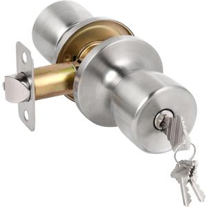 HOSOM Door Knob with Lock and Key, Keyed Entry Door Knob, Exterior and Interior Door Lock for Front Door Commercial and Residential Area, Entry Door Handle for Bedroom and Bathroom, Satin Nickel (1 Pack)