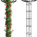 6.89FT Mushroom Top Obelisk Trellis for Outdoor Climbing Plants, Rustproof PE-Coated Metal Poles Support, Decorative Garden Trellis for Climbing Rose, Wisteria, Black, Umbrella-Shaped/11.02''W